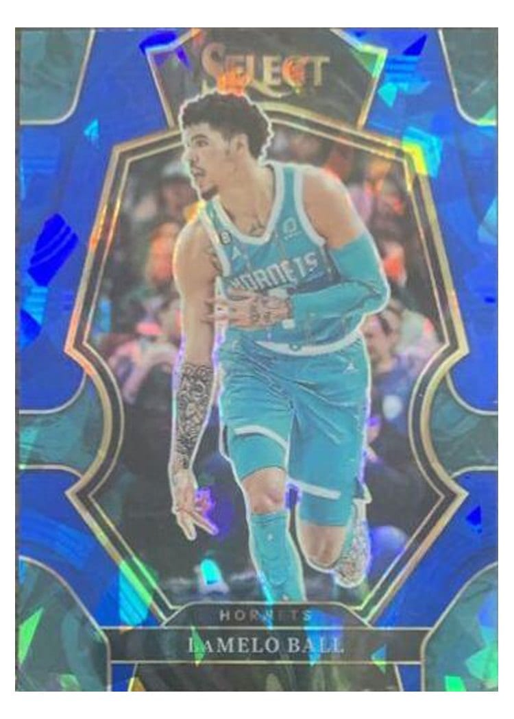 2022-23 Panini Select Base Set LaMelo Ball Blue Cracked Ice Prizm #141 card