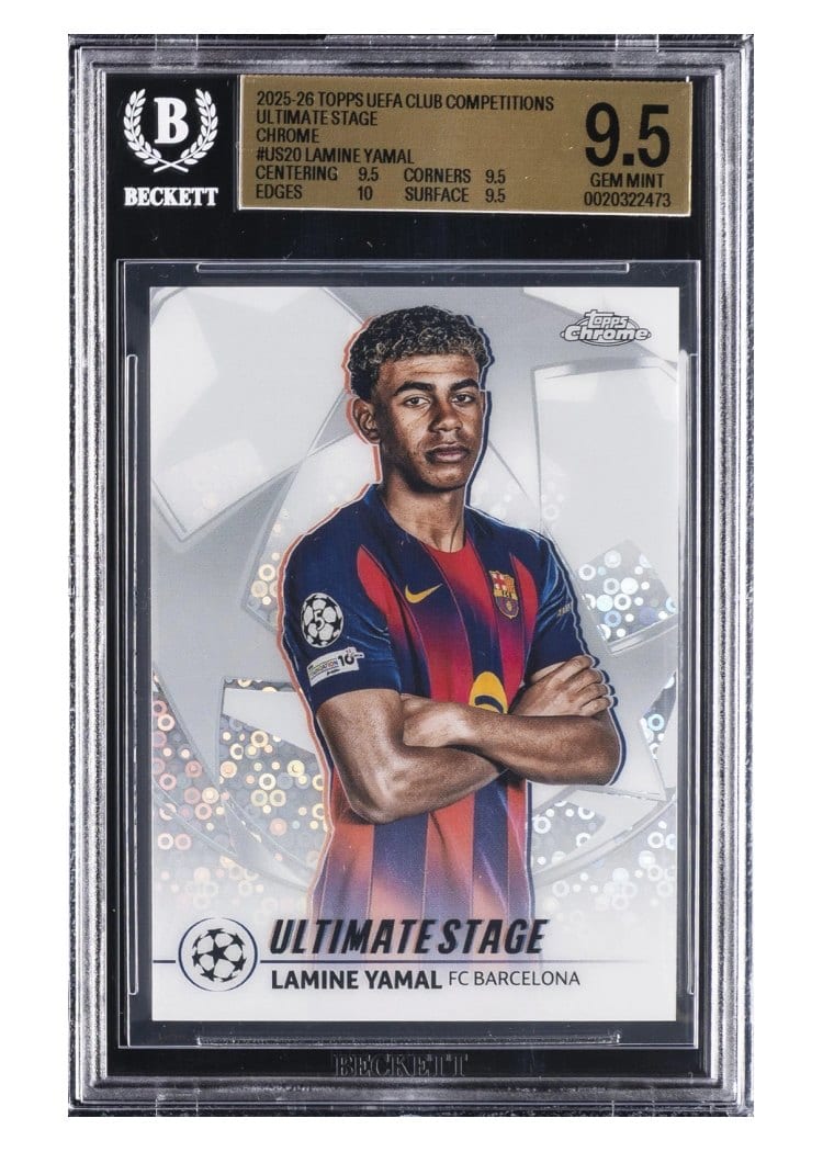 2025-26 Topps UEFA Club Competitions Ultimate Stage Chrome Lamine Yamal #US-20 card