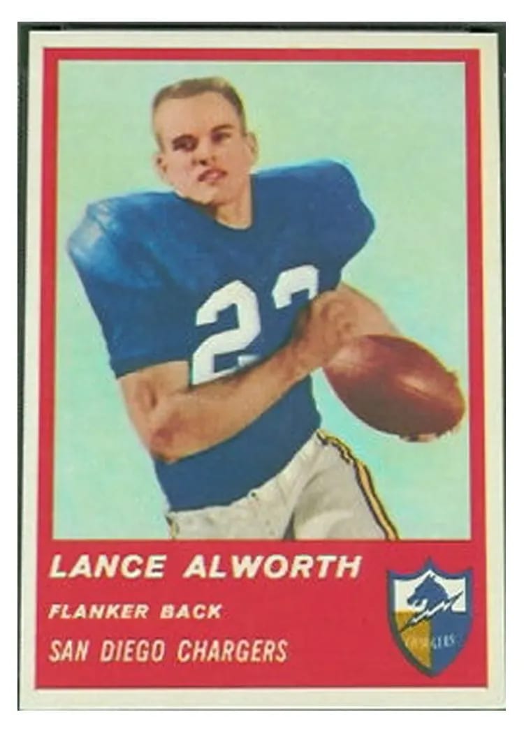 1963 Fleer Lance Alworth #72 card