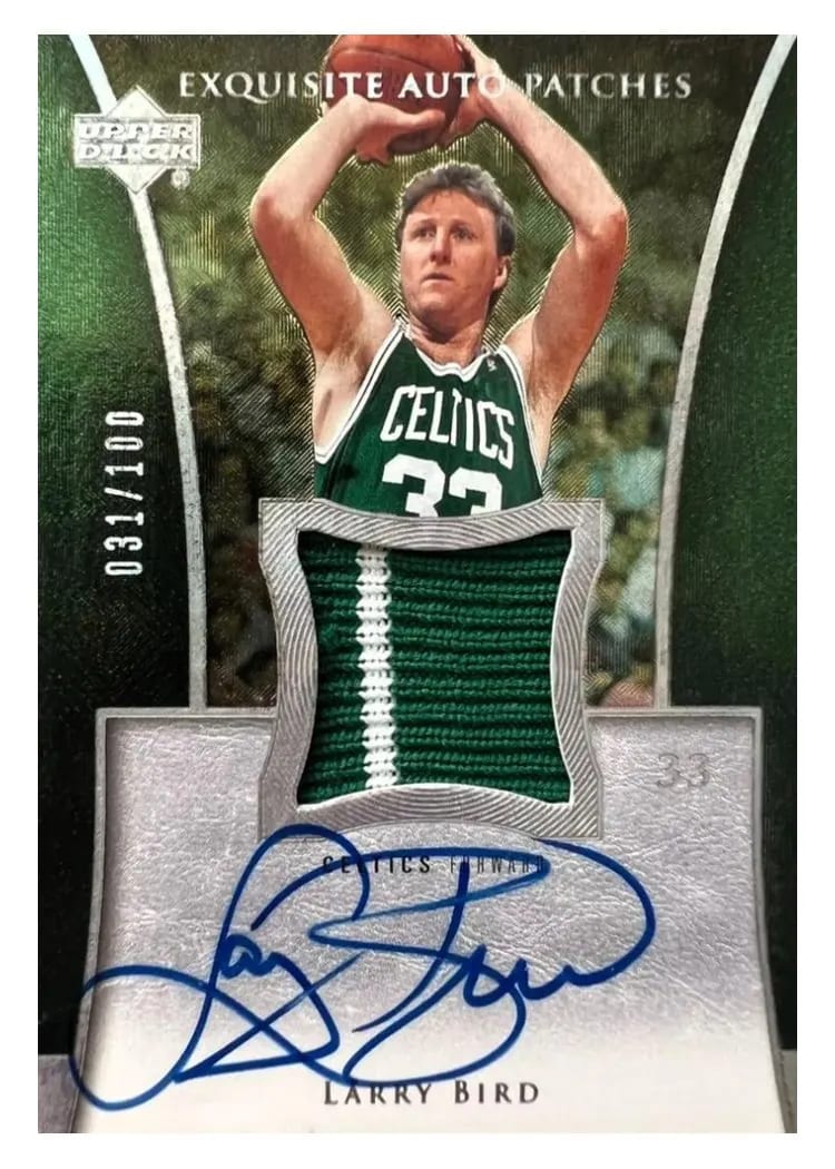 2004 Upper Deck Exquisite Collection Patch Autograph Larry Bird #AP-LB card