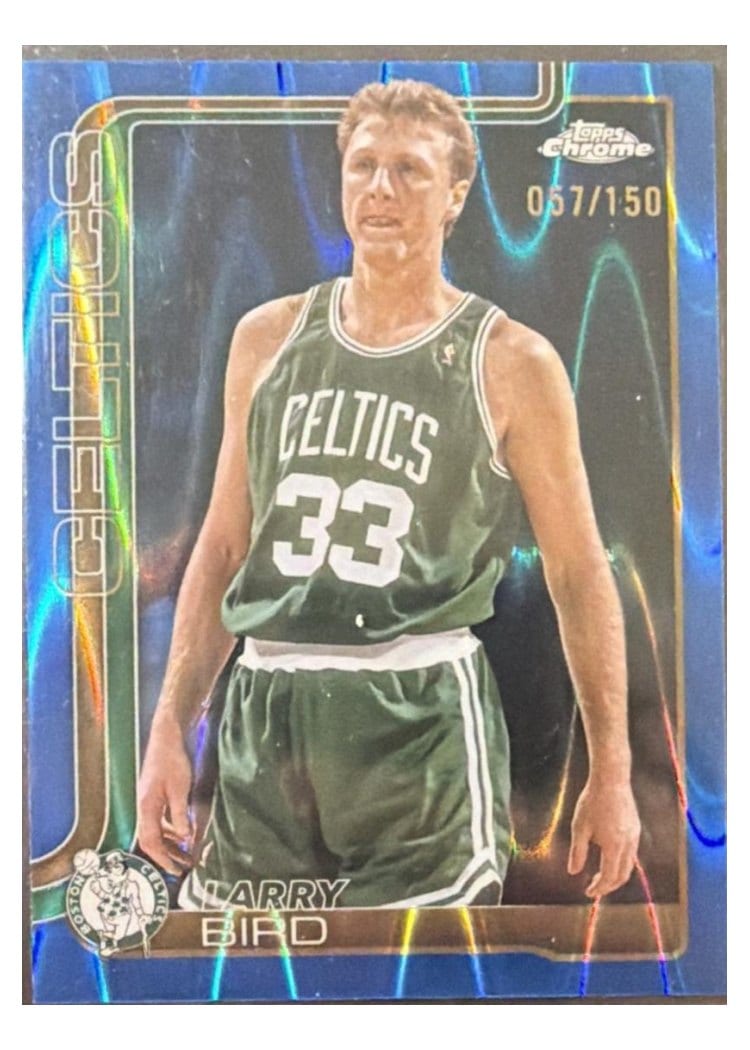 2025 Topps Chrome Larry Bird RayWave Blue Refractor #243 card