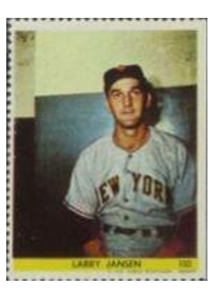 1949 Eureka Sportstamps Larry Jansen #110 card