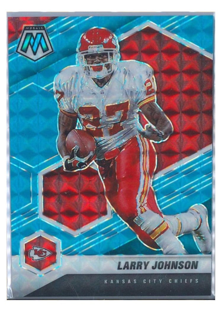 2021 Panini Mosaic Base Set Larry Johnson Blue Fluorescent #3 card