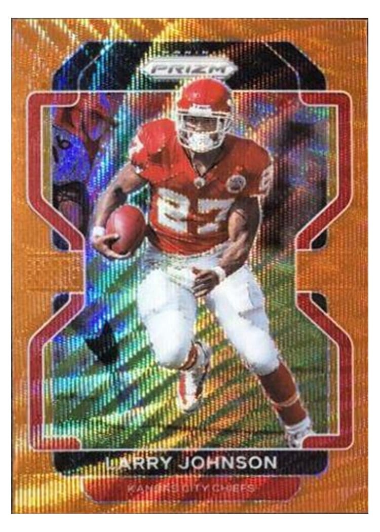 2021 Panini Prizm Base Set Larry Johnson Orange Ice Prizm #196 card