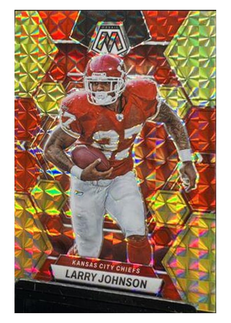2023 Panini Mosaic Base Set Larry Johnson Choice Fusion Red Yellow #117 card