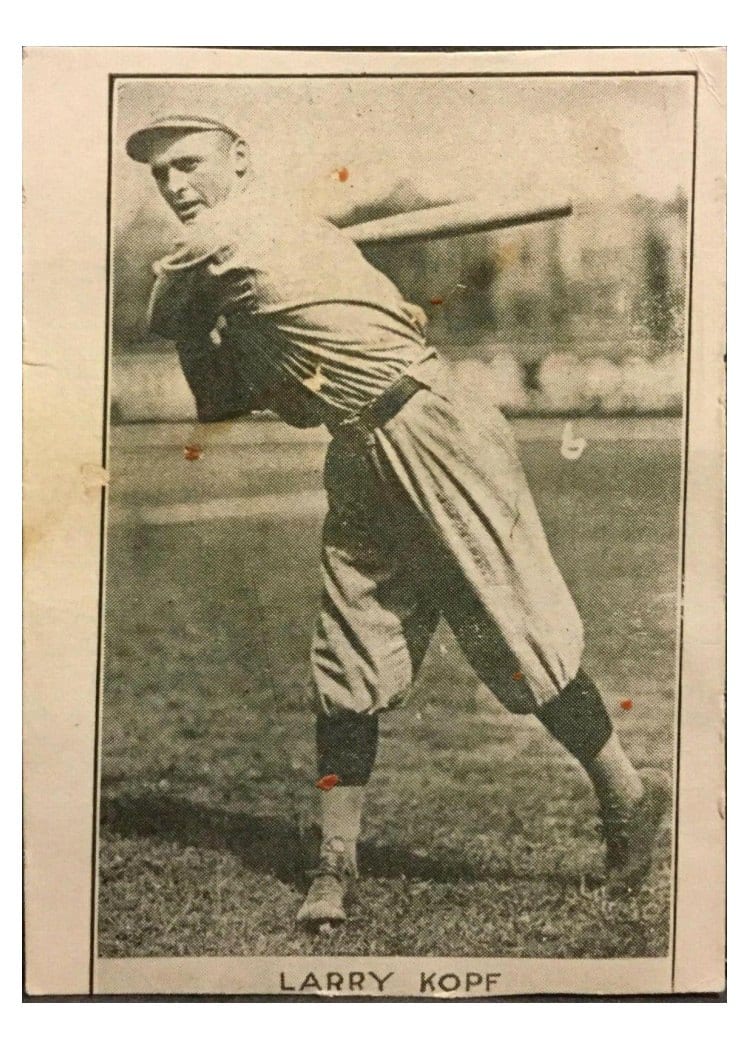 1921 E220 National Caramel Larry Kopf card