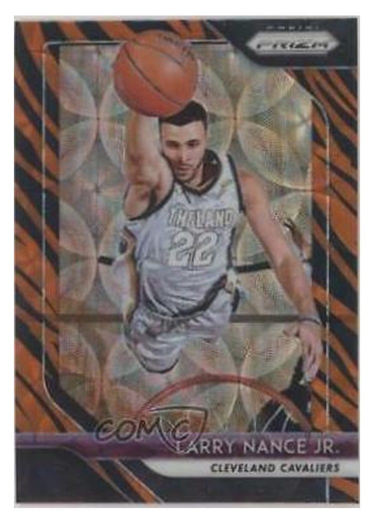 2018-19 Panini Prizm Base Set Larry Nance Jr. Tiger Stripe Choice Prizm #210 card