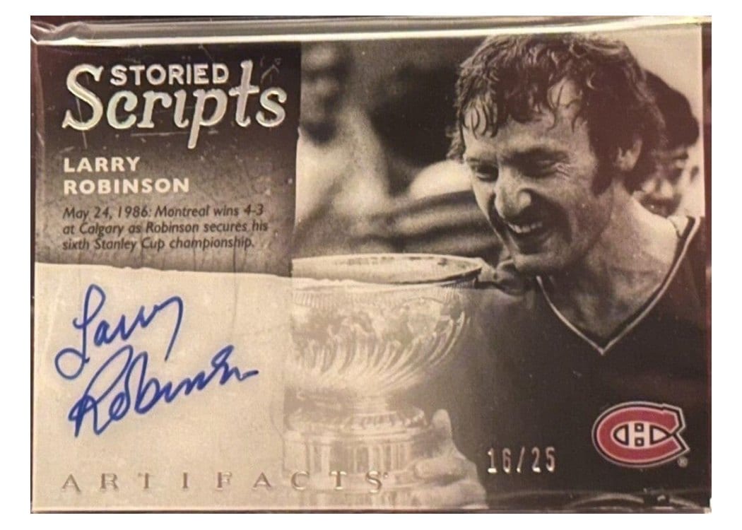 2024-25 Upper Deck Artifacts Storied Scripts Larry Robinson #SS-LR card