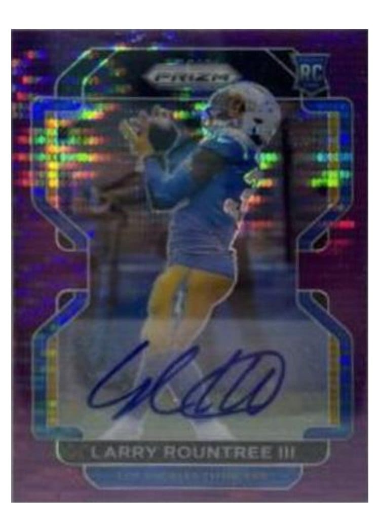 2021 Panini Prizm Base Set Larry Rountree III Autograph Purple Pulsar Prizm #401 card