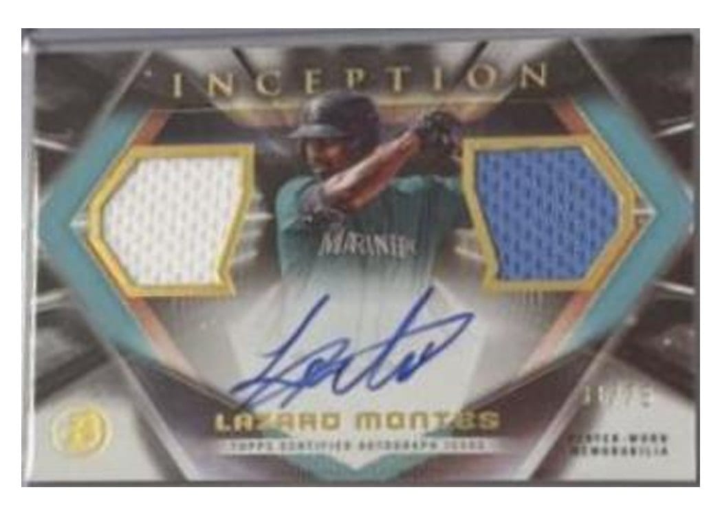 2023 Bowman Inception Autographed Dual Relics Lazaro Montes #IADR-LM card