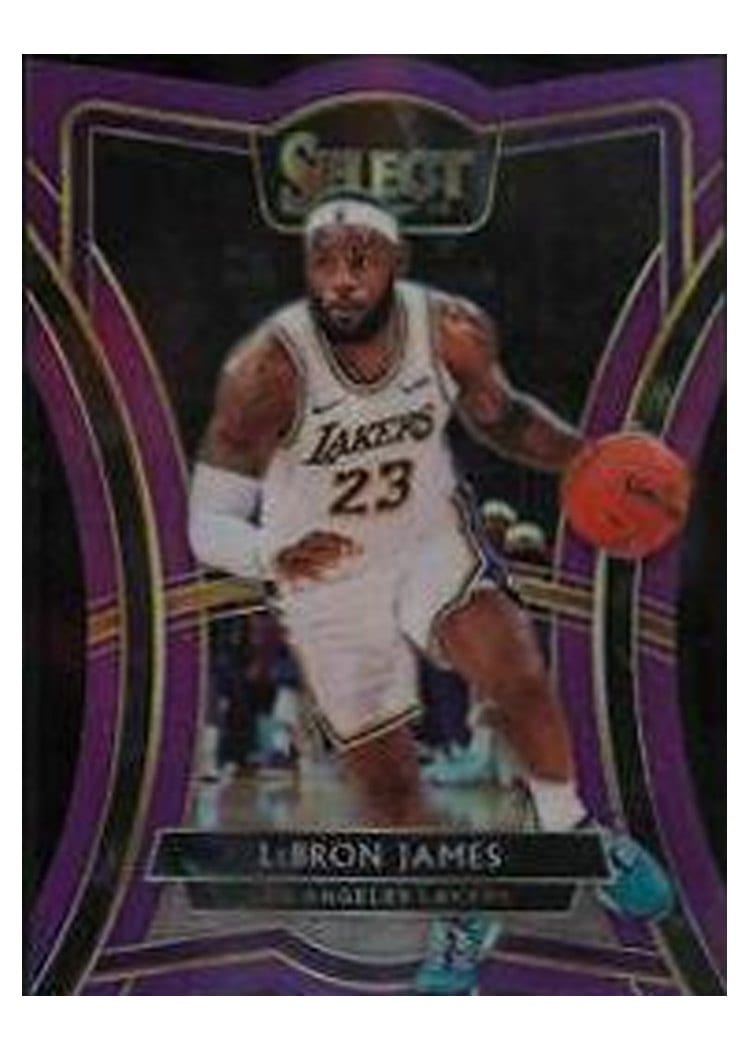 2019-20 Panini Select Base Set LeBron James Die Cut Purple Prizm #173 card
