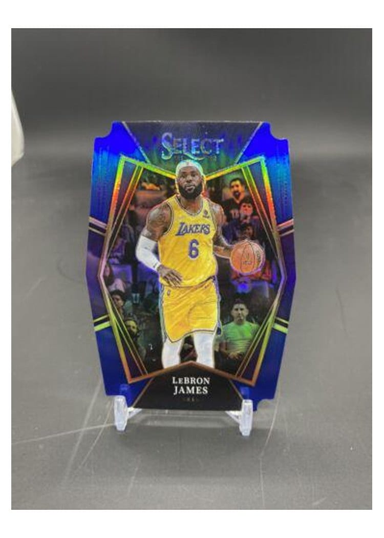 2021-22 Panini Select Base Set LeBron James Blue Prizm Die Cut #195 card