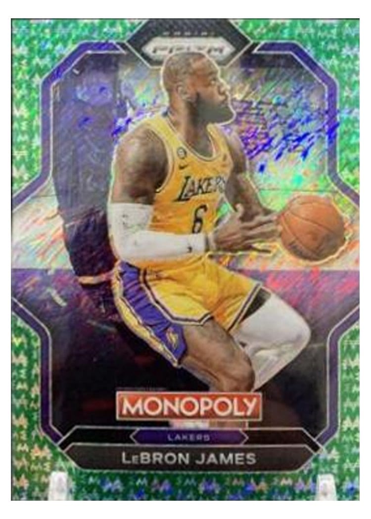 2022-23 Panini Prizm Base Set LeBron James Green Shimmer Prizm #134 card