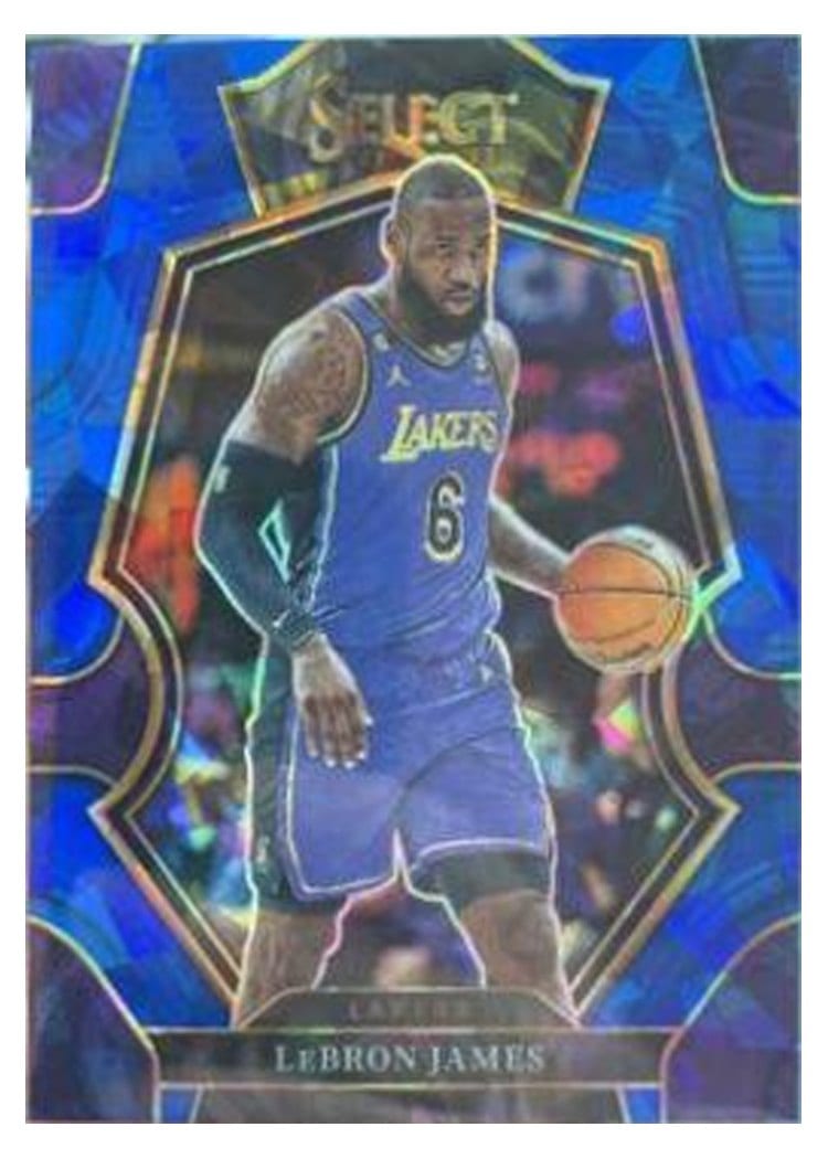 2022-23 Panini Select Base Set LeBron James Blue Cracked Ice Prizm #126 card