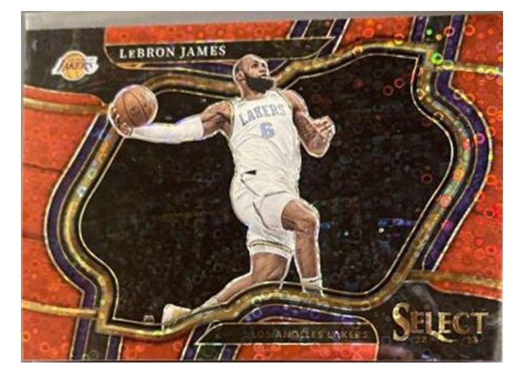 2022-23 Panini Select Base Set LeBron James Red Disco Prizm #226 card