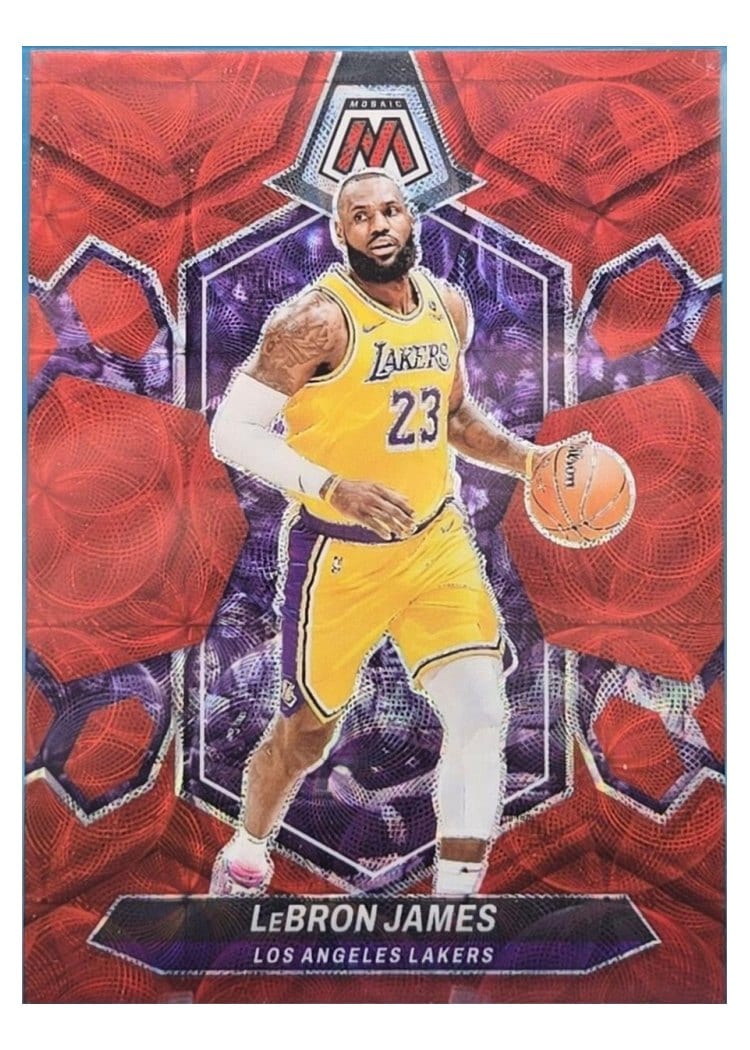 2023-24 Panini Mosaic Base Set LeBron James International Red #92 card