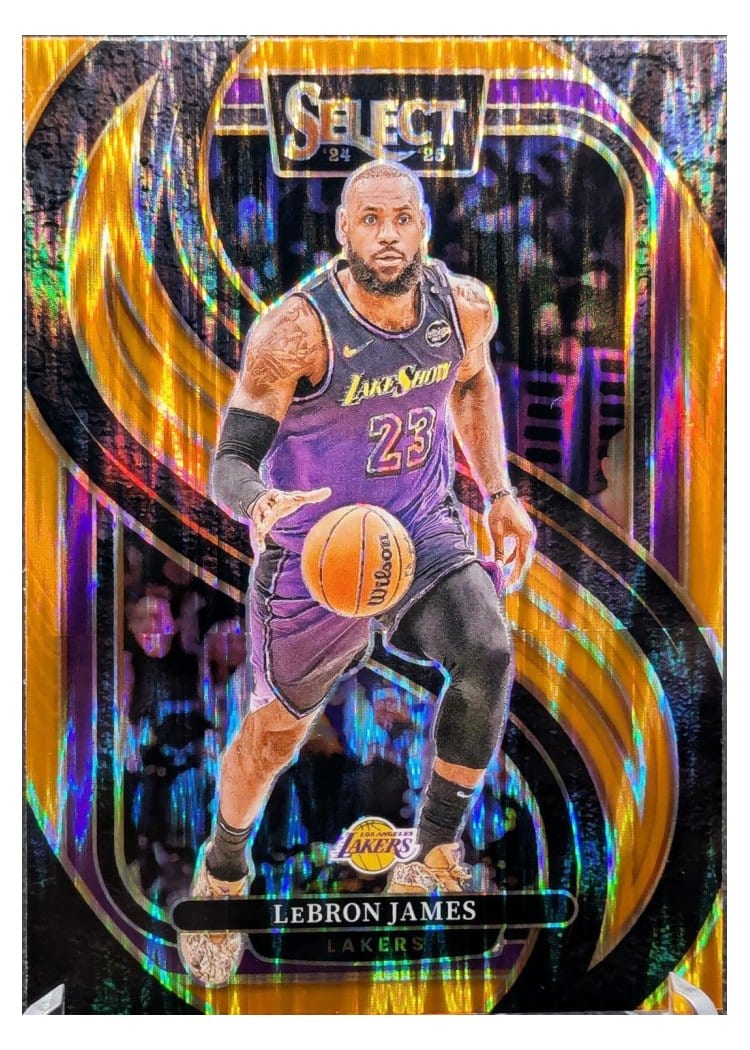 2024-25 Panini Select Base Set LeBron James Orange Flash Prizm #111 card