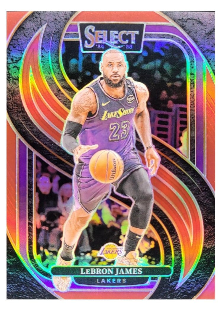 2024-25 Panini Select Base Set LeBron James Red Prizm #111 card