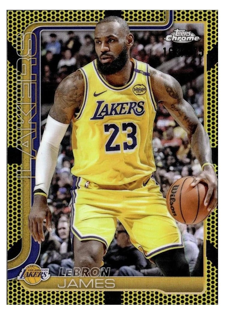 2025 Topps Chrome LeBron James Yellow Basketball Refractor #127 card