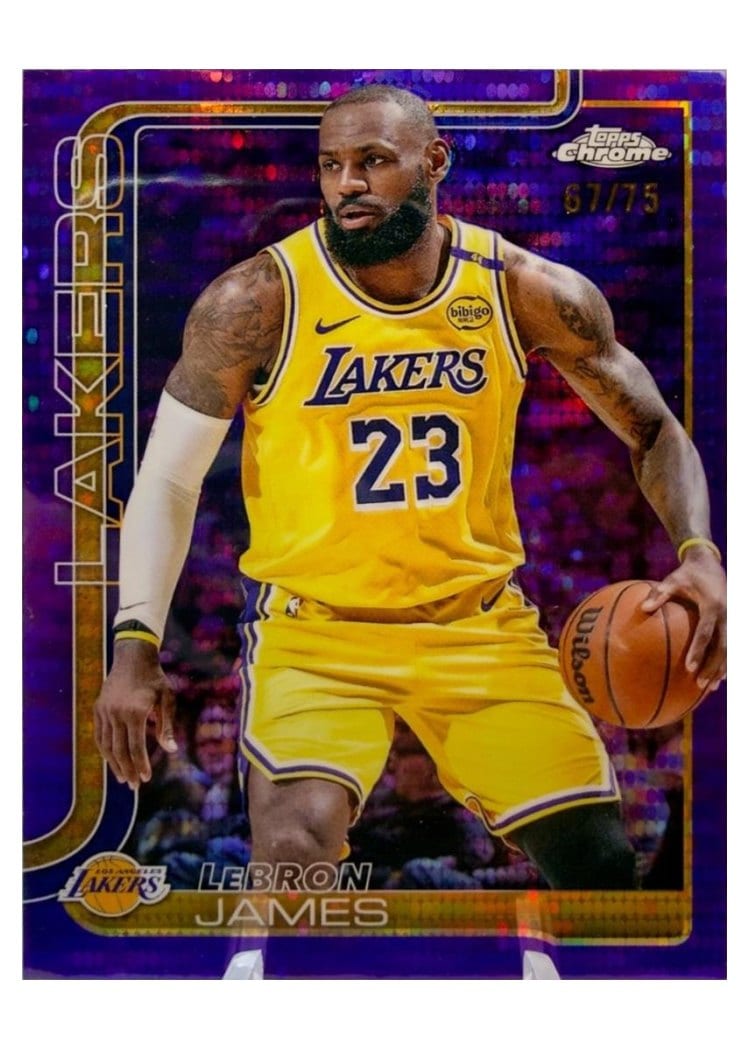 2025 Topps Chrome LeBron James Pulsar Purple Refractor #127 card