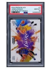 2024-25 Panini Prizm Black Color Blast Duals LeBron James/Luka Doncic #7 card