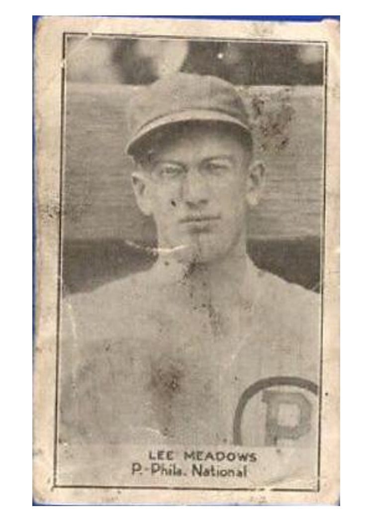 1921 E220 National Caramel Lee Meadows card
