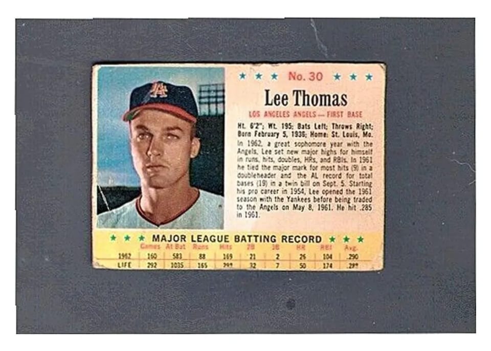 1963 Post Cereal Lee Thomas #30 card