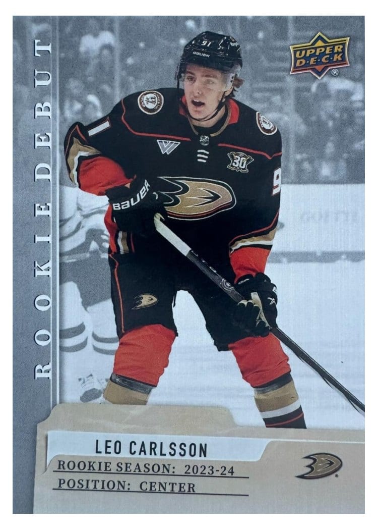 2023-24 Upper Deck Rookie Debut Base Set Leo Carlsson #8 card