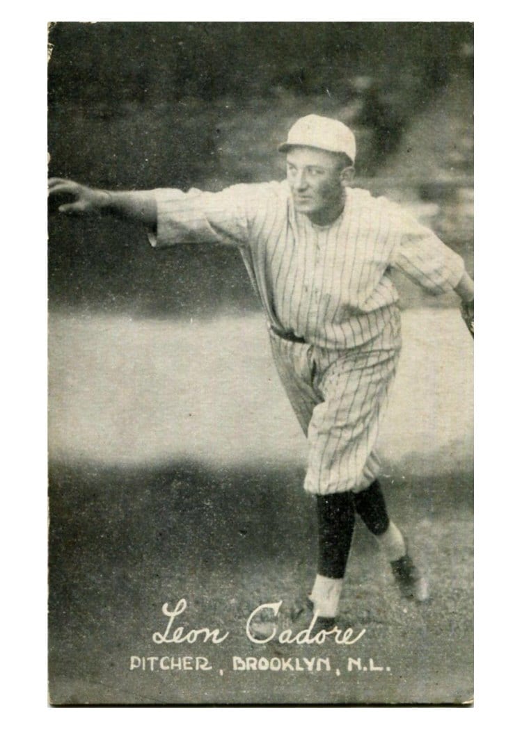 1922 Exhibits Leon Cadore card