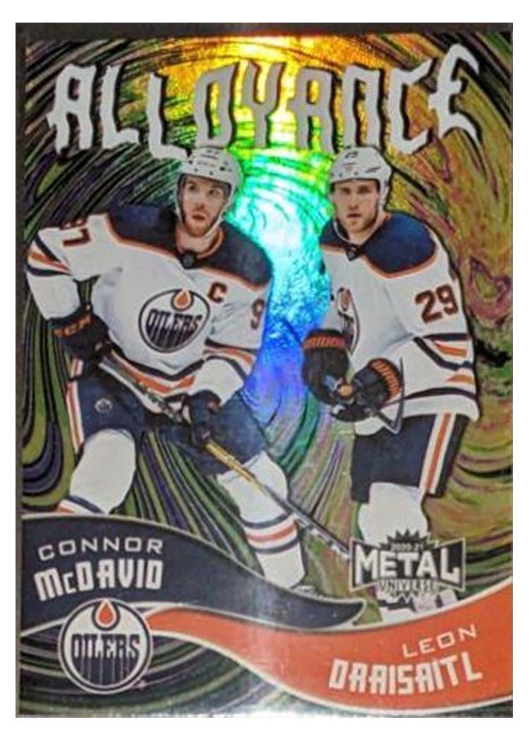 2020-21 SkyBox Metal Universe Alloyance Leon Draisaitl/Connor McDavid #AL-9 card