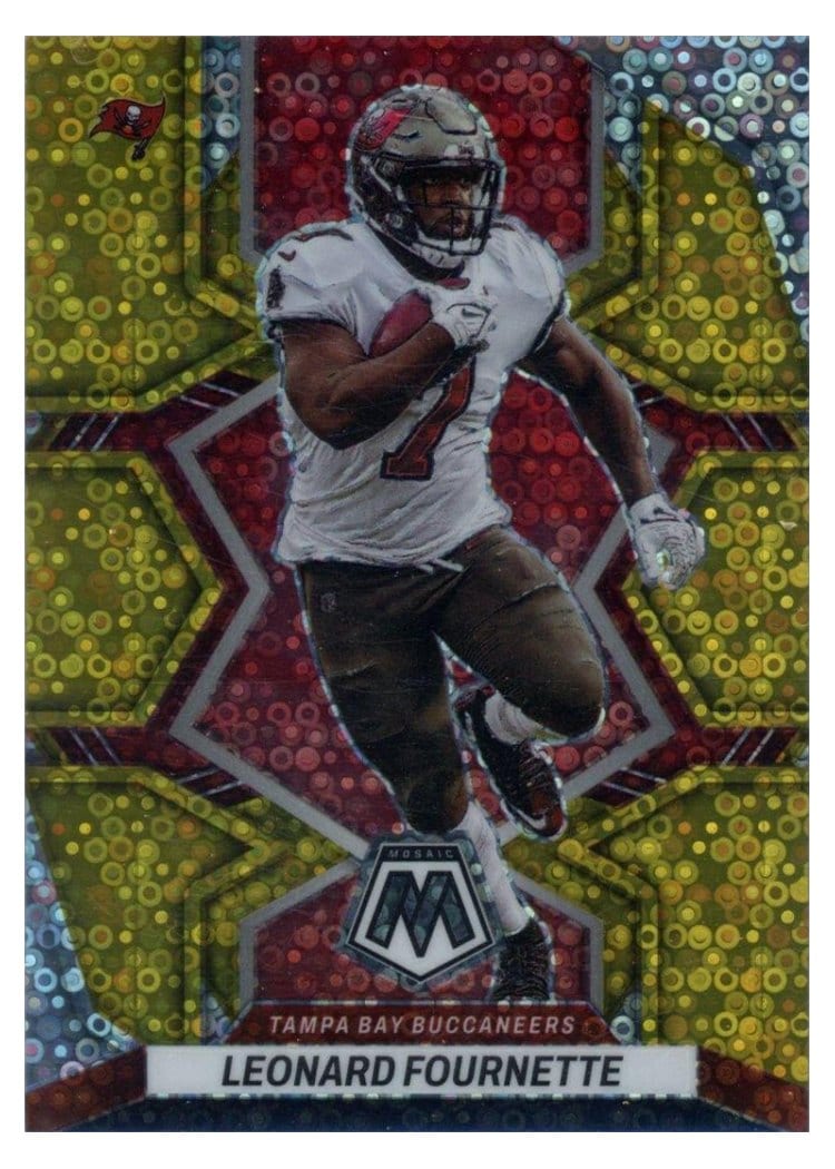 2022 Panini Mosaic Base Set Leonard Fournette No Huddle Gold #183 card