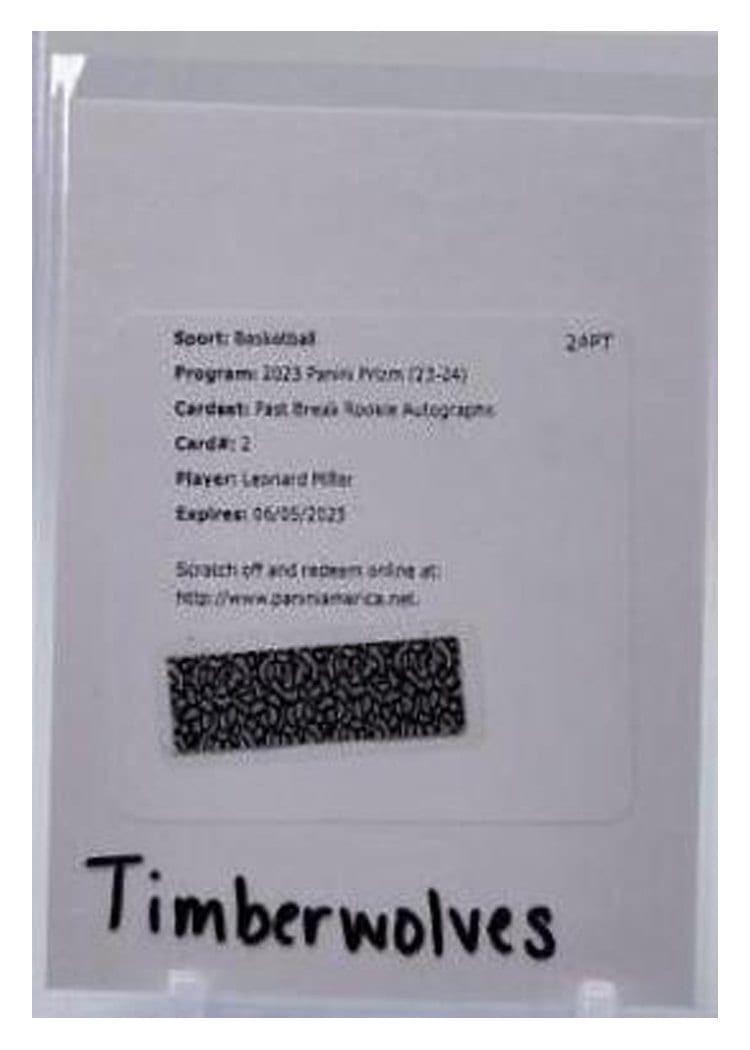2023-24 Panini Prizm Fast Break Rookie Autographs Leonard Miller #FBR-MIL card
