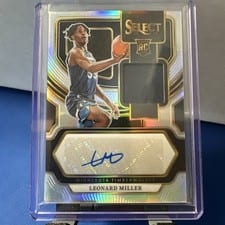 2023-24 Panini Select Rookie Jersey Autographs Leonard Miller #RJ-MIL card