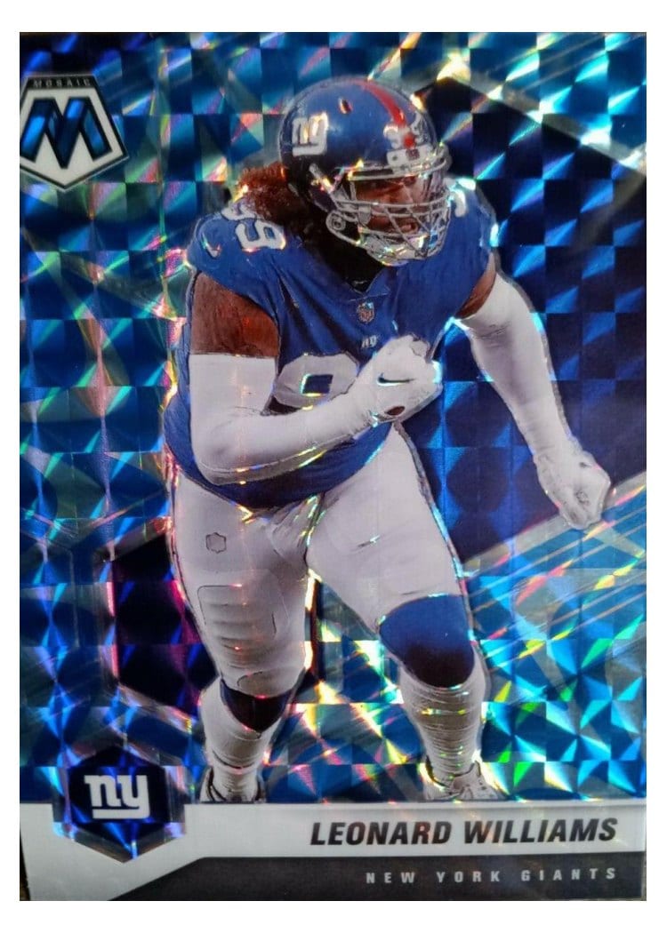 2021 Panini Mosaic Base Set Leonard Williams Reactive Blue Mosaic #154 card