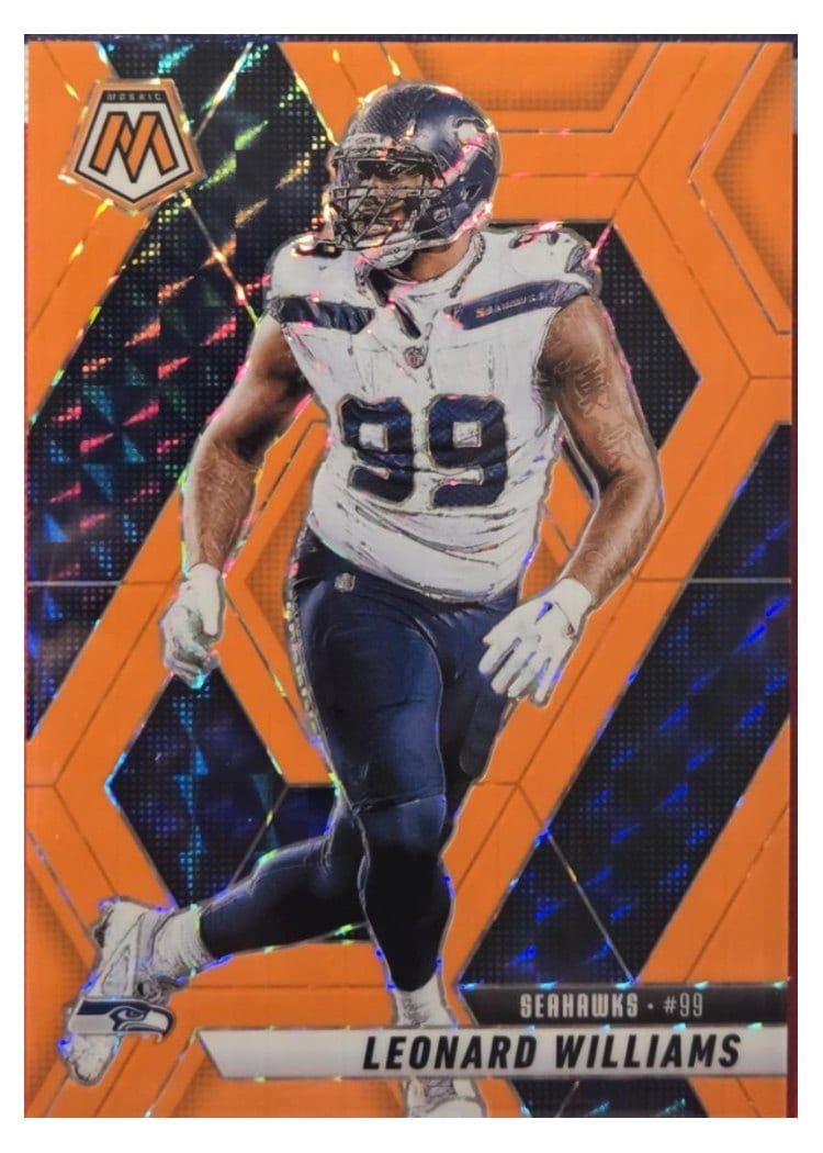 2025 Panini Mosaic Base Set Leonard Williams Orange Fluorescent #61 card