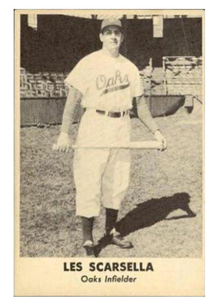 1949 Remar Bread Oakland Oaks Les Scarsella card