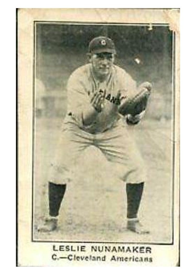 1922 E121 American Caramel Series of 120 Leslie Nunamaker card