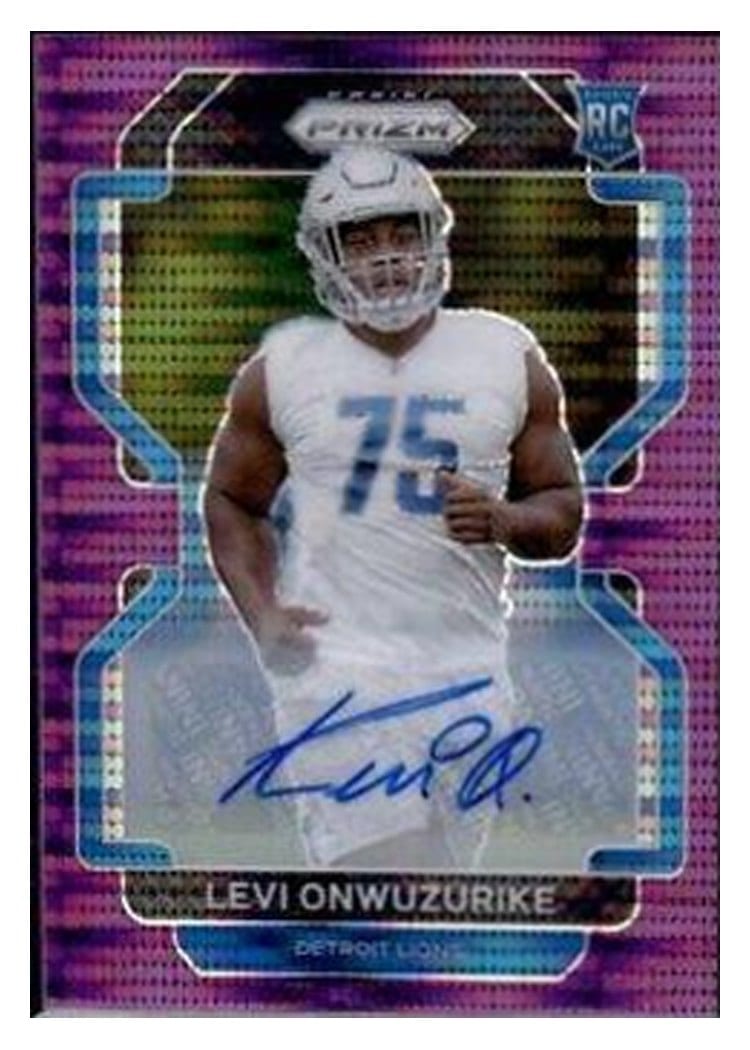 2021 Panini Prizm Base Set Levi Onwuzurike Autograph Purple Pulsar Prizm #423 card