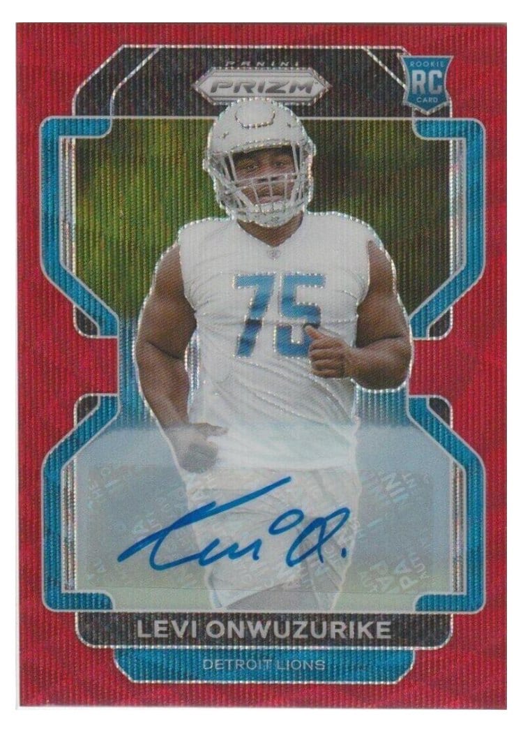 2021 Panini Prizm Base Set Levi Onwuzurike Autograph Red Wave Prizm #423 card