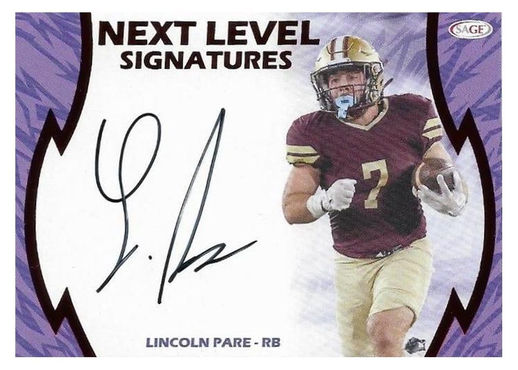 2026 SAGE Football Next Level Signatures Lincoln Pare #NLS-LP card