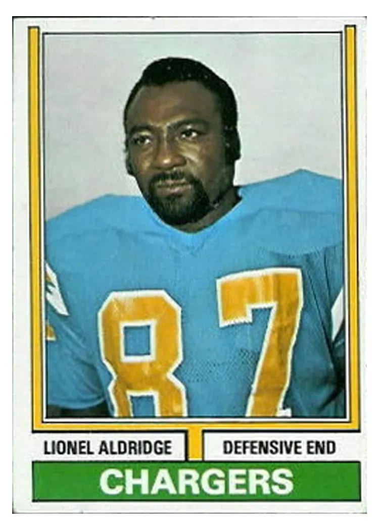 1974 Topps Lionel Aldridge #281 card