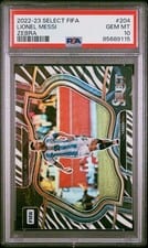2022 Panini Select FIFA Lionel Messi Zebra #204 card