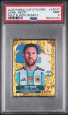2026 Panini FIFA World Cup Sticker Collection Lionel Messi Gold Flood Crumple #ARG17 card