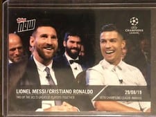 2019 Topps Now UEFA Champions League Lionel Messi, Cristiano Ronaldo #7 card