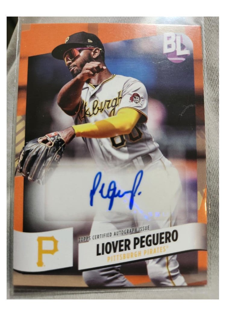 2024 Topps Big League Electric Orange Autographs Common Liover Peguero #BEO-LP card