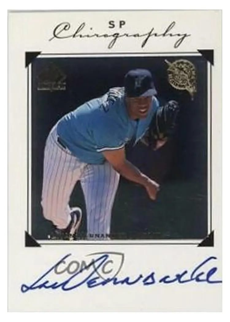 1998 SP Authentic Chirography Livan Hernandez #LH card
