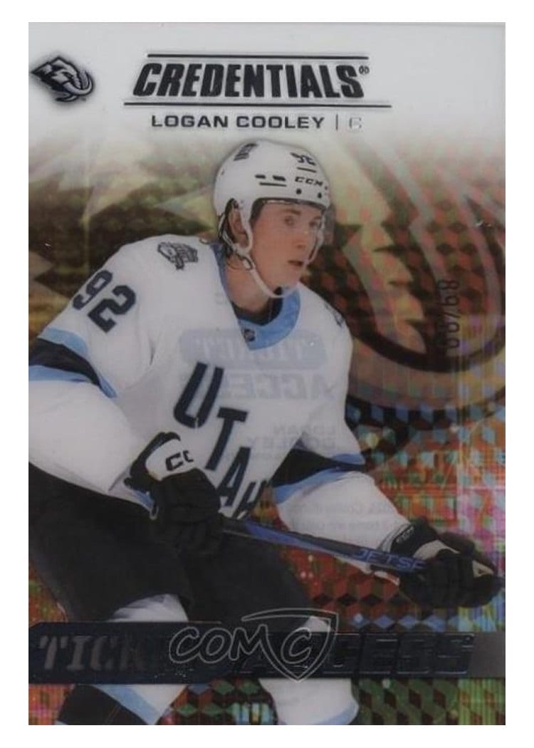 2025-26 Upper Deck Credentials Acetate Ticket Access Logan Cooley #TA-LC card