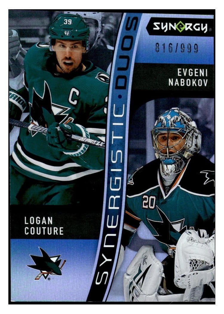 2023-24 Upper Deck Synergy Synergistic Duos Logan Couture/Evgeni Nabokov #SD-15 card