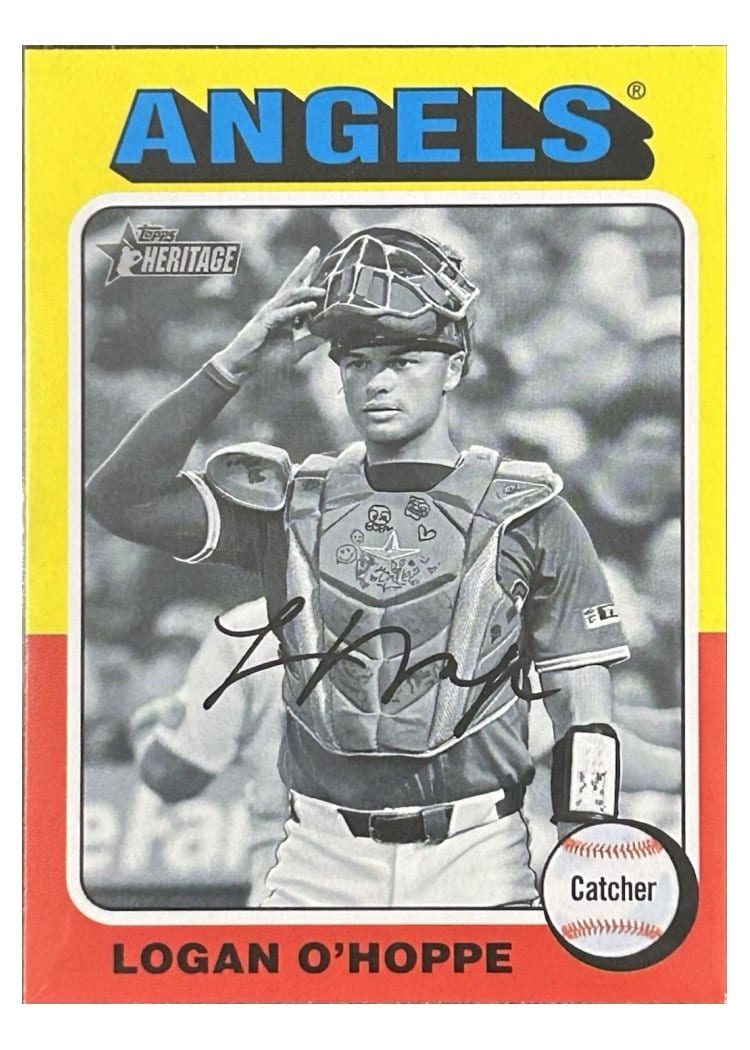 2024 Topps Heritage Base Set Logan O'Hoppe Black White Image #657 card