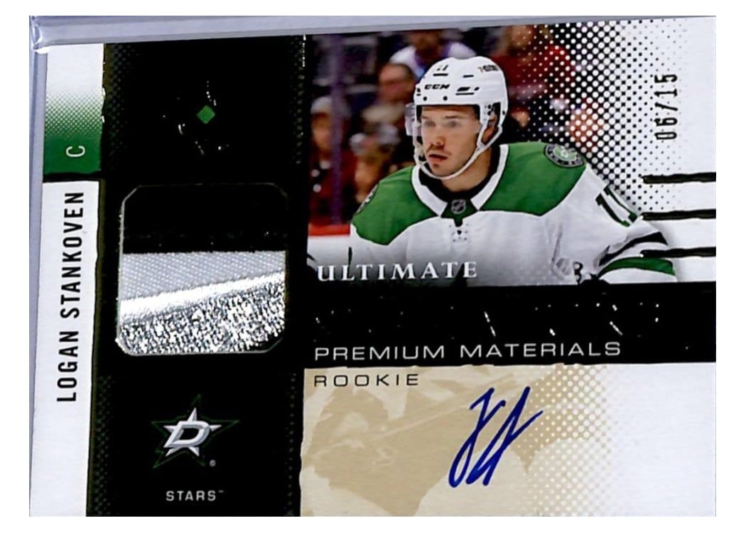 2024-25 Upper Deck Ultimate Collection Rookie Signature Premium Materials Logan Stankoven #RSM-LS card